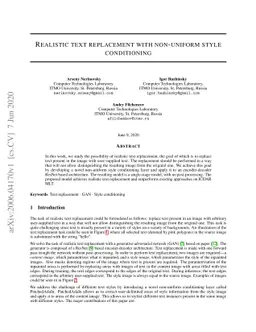 Realistic text replacement with non-uniform style conditioning