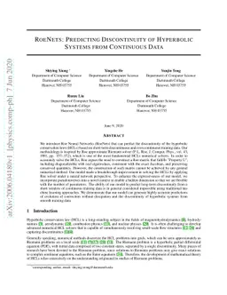 RoeNets: Predicting Discontinuity of Hyperbolic Systems from Continuous
  Data