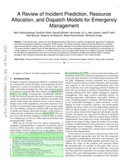 A Review of Incident Prediction, Resource Allocation, and Dispatch
  Models for Emergency Management