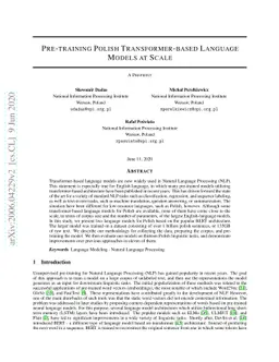 Pre-training Polish Transformer-based Language Models at Scale