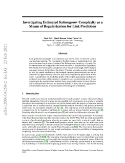 Investigating Estimated Kolmogorov Complexity as a Means of
  Regularization for Link Prediction