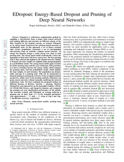 EDropout: Energy-Based Dropout and Pruning of Deep Neural Networks