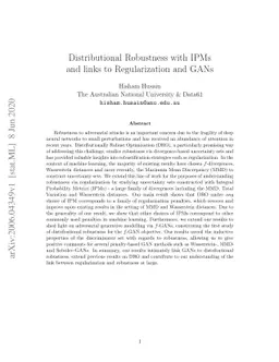 Distributional Robustness with IPMs and links to Regularization and GANs