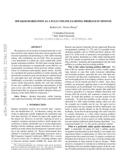 Speaker Diarization as a Fully Online Learning Problem in MiniVox