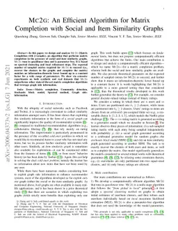 MC2G: An Efficient Algorithm for Matrix Completion with Social and Item
  Similarity Graphs