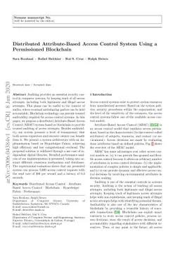 Distributed Attribute-Based Access Control System Using a Permissioned
  Blockchain
