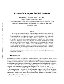Balance-Subsampled Stable Prediction