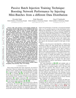 Passive Batch Injection Training Technique: Boosting Network Performance
  by Injecting Mini-Batches from a different Data Distribution