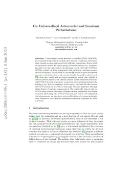 On Universalized Adversarial and Invariant Perturbations