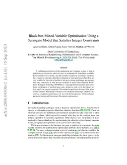 Black-box Mixed-Variable Optimisation using a Surrogate Model that
  Satisfies Integer Constraints