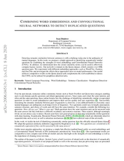 Combining word embeddings and convolutional neural networks to detect
  duplicated questions