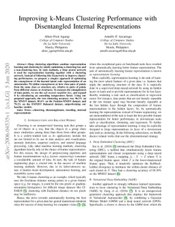 Improving k-Means Clustering Performance with Disentangled Internal
  Representations