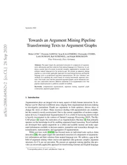 Towards an Argument Mining Pipeline Transforming Texts to Argument
  Graphs