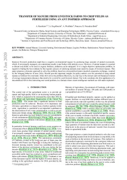 Transfer of Manure from Livestock Farms to Crop Fields as Fertilizer
  using an Ant Inspired Approach