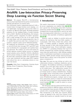 ARIANN: Low-Interaction Privacy-Preserving Deep Learning via Function
  Secret Sharing