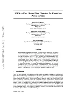 SEFR: A Fast Linear-Time Classifier for Ultra-Low Power Devices