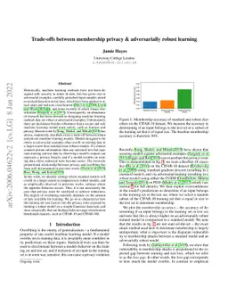 Trade-offs between membership privacy & adversarially robust learning
