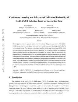 Continuous Learning and Inference of Individual Probability of
  SARS-CoV-2 Infection Based on Interaction Data
