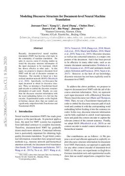 Modeling Discourse Structure for Document-level Neural Machine
  Translation