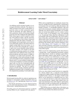 Reinforcement Learning Under Moral Uncertainty