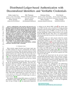 Distributed-Ledger-based Authentication with Decentralized Identifiers
  and Verifiable Credentials
