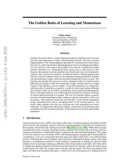 The Golden Ratio of Learning and Momentum