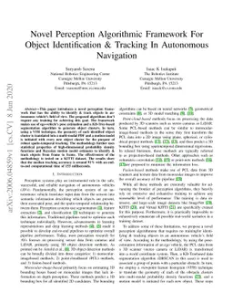 Novel Perception Algorithmic Framework For Object Identification and
  Tracking In Autonomous Navigation