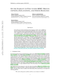 On the Stability of Fine-tuning BERT: Misconceptions, Explanations, and
  Strong Baselines