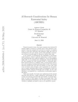 AI Research Considerations for Human Existential Safety (ARCHES)