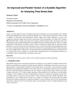 An Improved and Parallel Version of a Scalable Algorithm for Analyzing
  Time Series Data