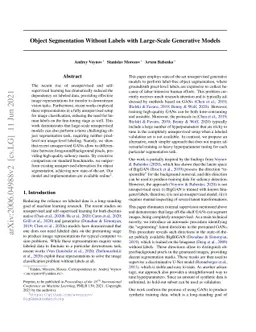 Object Segmentation Without Labels with Large-Scale Generative Models