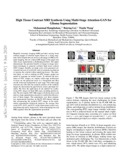 High Tissue Contrast MRI Synthesis Using Multi-Stage Attention-GAN for
  Glioma Segmentation