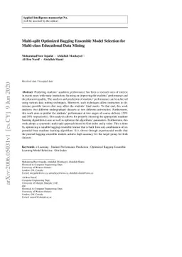 Multi-split Optimized Bagging Ensemble Model Selection for Multi-class
  Educational Data Mining