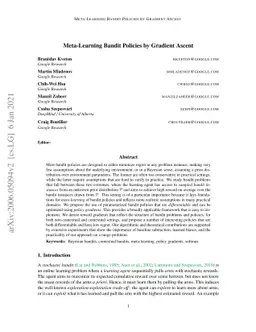 Meta-Learning Bandit Policies by Gradient Ascent