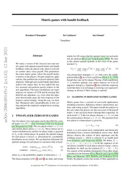 Matrix games with bandit feedback