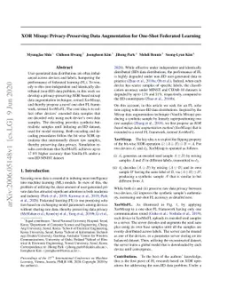 XOR Mixup: Privacy-Preserving Data Augmentation for One-Shot Federated
  Learning