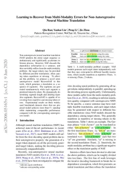 Learning to Recover from Multi-Modality Errors for Non-Autoregressive
  Neural Machine Translation