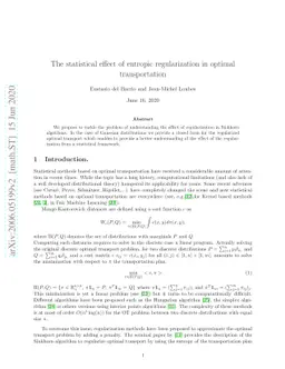 The statistical effect of entropic regularization in optimal
  transportation