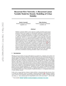 Recurrent Flow Networks: A Recurrent Latent Variable Model for Density
  Modelling of Urban Mobility