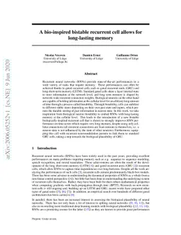 A bio-inspired bistable recurrent cell allows for long-lasting memory