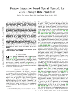 Feature Interaction based Neural Network for Click-Through Rate
  Prediction