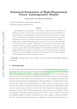 Statistical Estimation of High-Dimensional Vector Autoregressive Models