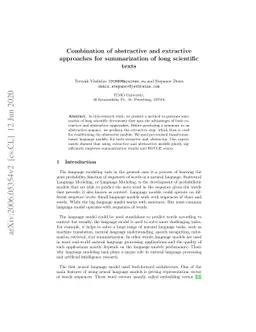 Combination of abstractive and extractive approaches for summarization
  of long scientific texts