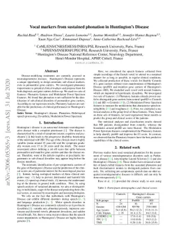 Vocal markers from sustained phonation in Huntington's Disease