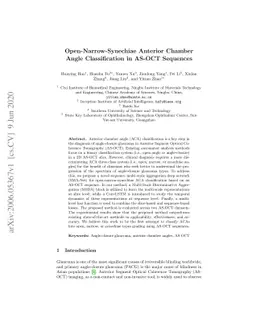 Open-Narrow-Synechiae Anterior Chamber Angle Classification in AS-OCT
  Sequences