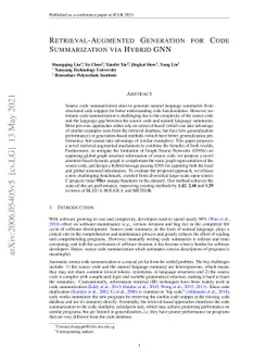 Retrieval-Augmented Generation for Code Summarization via Hybrid GNN