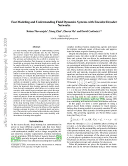 Fast Modeling and Understanding Fluid Dynamics Systems with
  Encoder-Decoder Networks