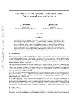 Unsupervised Paraphrase Generation using Pre-trained Language Models