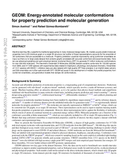 GEOM: Energy-annotated molecular conformations for property prediction
  and molecular generation