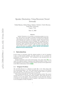 Speaker Diarization: Using Recurrent Neural Networks